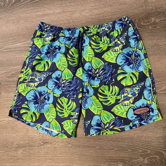 Vineyard Vines Men's Printed Piped Chappy Trunks- Moonshine Sz Small Swim Shorts - Picture 5 of 12